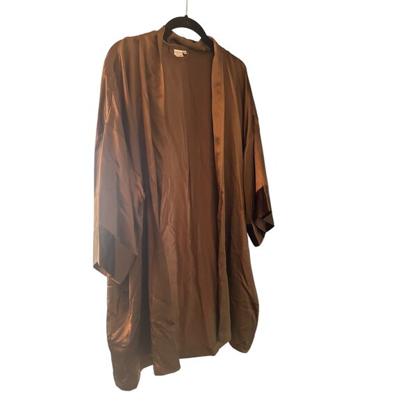 Brown Silk Kimono Robe One Size By Freesha - Picture 1 of 3